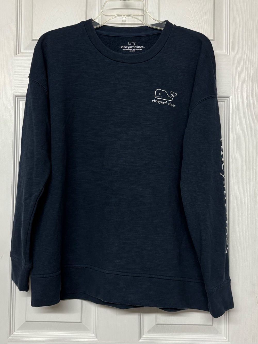 Vineyard Vines Whale French Terry Lined Crewneck Sweatshirt Navy Sz L